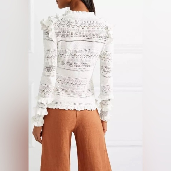 ULLA JOHNSON White Austen Crochet-Knit Cotton-Blend Sweater Size Small VGUC - Picture 3 of 10